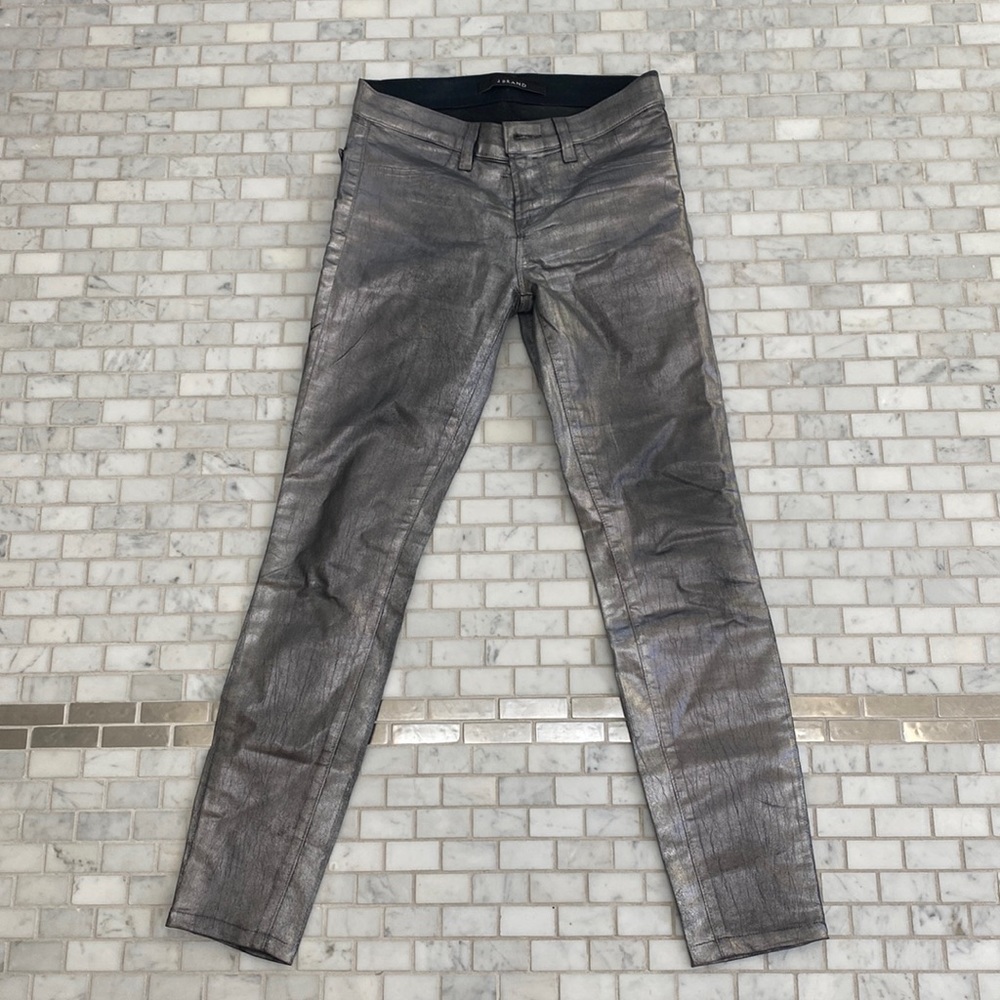 J brand silver metallic jeans